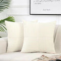 Axyaa Grey Blue Corduroy Striped 18x18 Inch Throw Pillow Cover