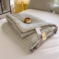 Axyaa Green Plaid Summer Quilt - High Quality Double-sided Queen Bed Comforter