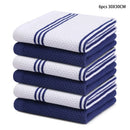 Axyaa Cotton Kitchen Towel Set - Absorbent Waffle Weave Stripe Dishcloths