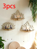 Axyaa Black Lotus Crystal Wall Shelf: Boho Floating Shelves for Aesthetic Décor