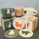 Axyaa Cute Cartoon Cat Ceramic Mug Set with Coaster, Breakfast Milk Cup, Creative Christmas Gift