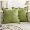 Axyaa Corduroy Boho Striped 18x18 Inch Throw Pillow Covers for Couch Sofa