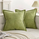 Axyaa Corduroy Boho Striped 18x18 Inch Throw Pillow Covers for Couch Sofa
