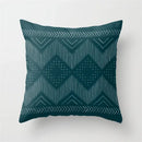 Axyaa Teal Blue Geometric Pillow Cases with Letter Leaves Plant Print, Deer Animal Design.