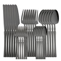 Axyaa 30-Piece Black Stainless Steel Dinnerware Set
