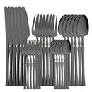 Axyaa 30-Piece Black Stainless Steel Dinnerware Set