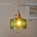 Axyaa Green Glass Pendant Lamp: Retro Nordic Luxury LED Chandelier for Home Decor