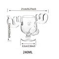 Axyaa Christmas Reindeer Head Cocktail Glass Cup - 8oz Elk Glass Wine Mug
