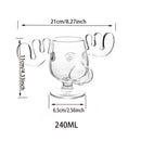 Axyaa Christmas Reindeer Head Cocktail Glass Cup - 8oz Elk Glass Wine Mug