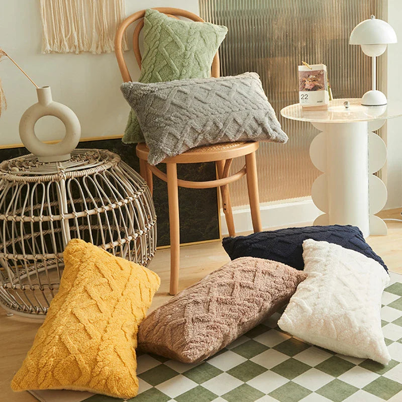 Axyaa Soft Plush 3D Twists Pattern Pillowcase for Home Decor - 45x45/30x50cm