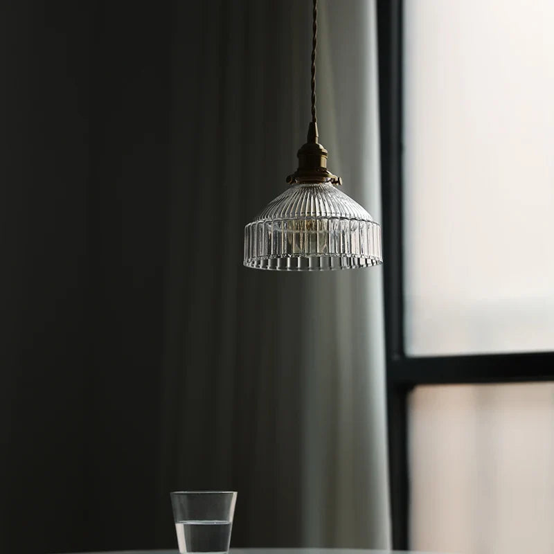 Axyaa Clear Glass Copper Iron LED Pendant Chandelier