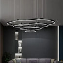 Axyaa Modern Terraces Chandelier: Circular Ring LED Indoor Lighting for Living Room, Coffee/Gold Restaurant