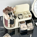 Axyaa 360° Rotating Makeup Organizer with Drawer, Vanity Jewelry Box and Brush Holder