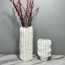 Axyaa Handcrafted Pleated Ceramic Vase with Irregular Ripples