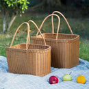 Axyaa Wicker Picnic Basket Tote: Rustic Storage & Shopping Organizer