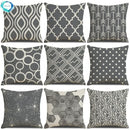 Axyaa Grey Geometric Linen Cushion Cover for Sofa Living Room Decor