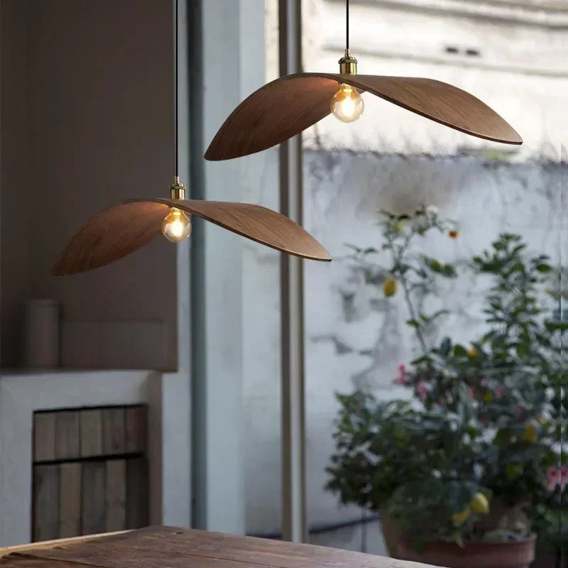 Axyaa Nordic Walnut Wood Edison LED Pendant Light Arc Design Home Decor Suspension Lamp