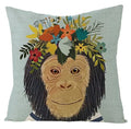 Axyaa Kawaii Flower Linen Pillow Case 45x45 cm Cute Animal Cushion Cover