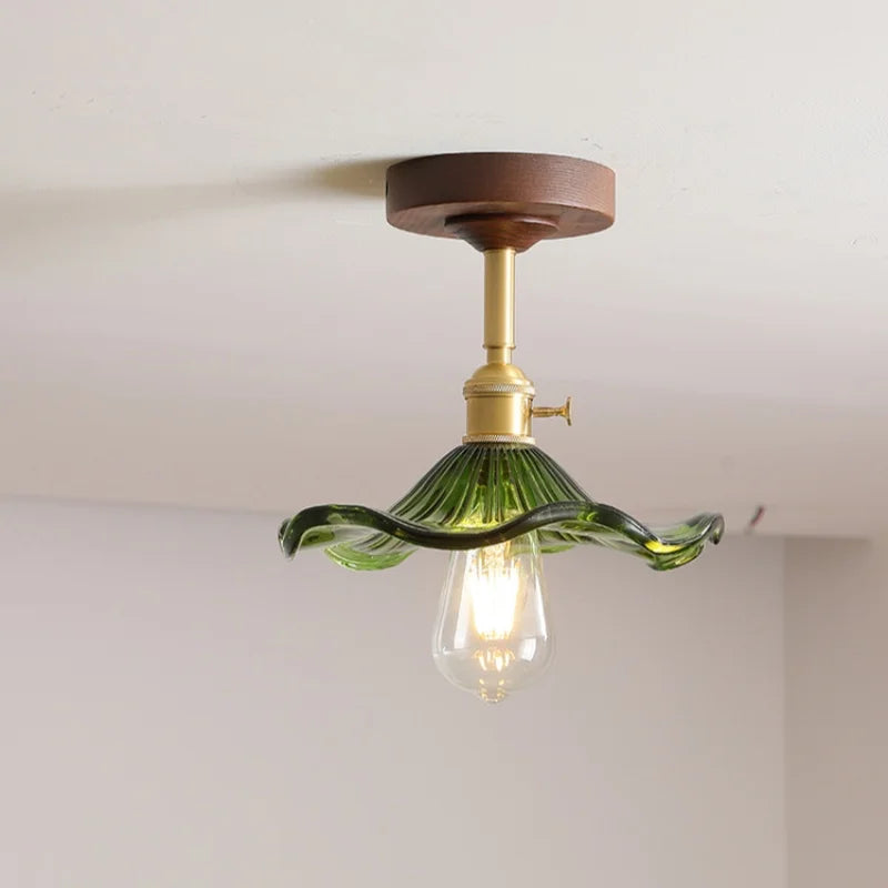 Axyaa Green Glass LED Ceiling Lights for Modern Indoor Lighting