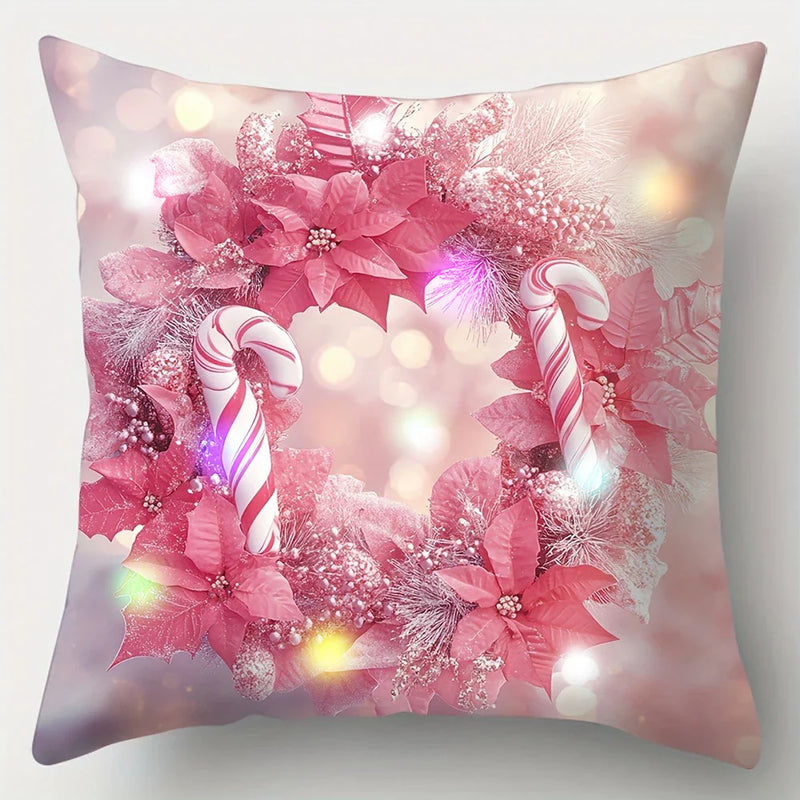Axyaa LED Christmas Pillowcase with Garland Color Ball Pattern