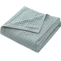 Axyaa Summer Waffle Plaid Cotton Bed Blanket in Green Pink