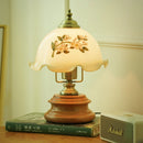 Axyaa Glass Flower Table Lamp: Romantic Wood Desk Lighting for Bedroom, Children's Room
