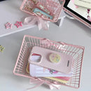 Axyaa Mini Pink Gift Handle Basket with Bow Ribbon - Set of 5