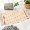 Axyaa Cotton Linen Tassel Rug Carpets for Home Decor - Boho Ethnic Anti-slip Floor Mat