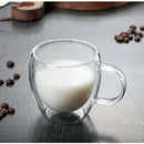 Axyaa Double Layer Glass Cup - Heat-Resistant, Round Egg Shape with Handle