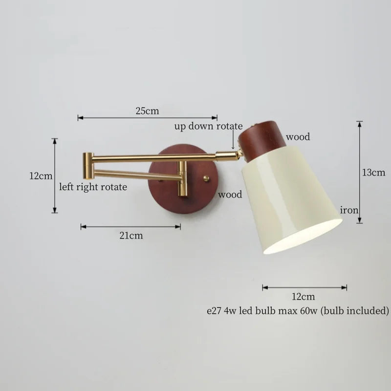 Axyaa White Pumpkin LED Wall Light - Swing Arm Nordic Modern Wandlamp