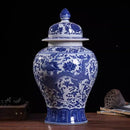 Axyaa Dragon Pattern Blessing General Jar - Blue & White Porcelain Decoration