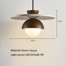 Axyaa LED Walnut Pendant Light: Modern Stone Bedhead Hanging Lamp