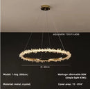 Axyaa Crystal Dimmable Pendant Light: Modern Lustre Circle Hanging Lamp, Gold Finish.