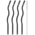 Axyaa Wavy Glass Straws Set with Brush, Colorful Drinkware for Kitchen, Party, Bar