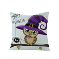 Axyaa Halloween Pillow Cover 45x45 - Pumpkin Owl Cat Spider Sofa Cushion Decor