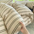 Axyaa Stripe Bedding Set: Single Full Queen King Size Duvet Cover with Pillowcases