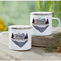 Enamel Mountain Mug with Handle by Axyaa. Best Camping Gift for Outdoor Lovers