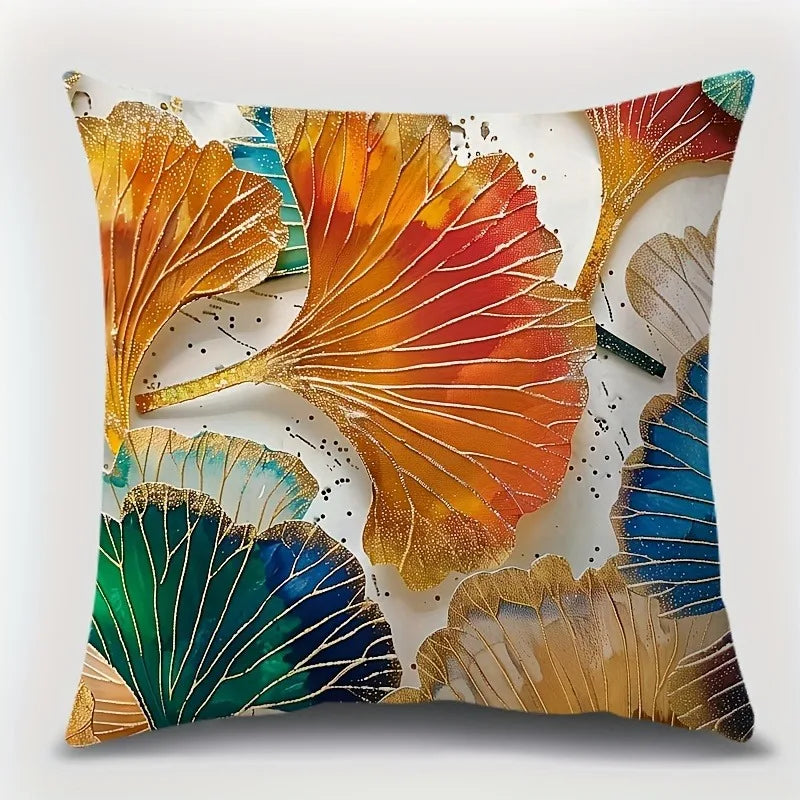 Axyaa Ginkgo Biloba Pattern Printing Pillowcase Home Room Decoration Sofa Chair Cover