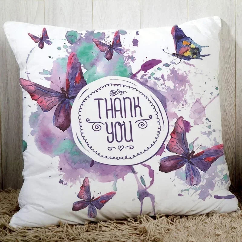 Axyaa Butterfly Printed Couch Cushion Cover 45x45cm Home Decor Pillowcase