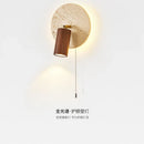 Axyaa Round Stone LED Reading Light Walnut Log Wood Color