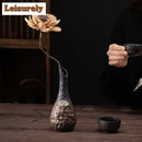 Axyaa Gilded Iron Glaze Ceramic Vase for Hydroponics and Tea Ceremony Ornaments