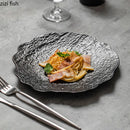 Axyaa Stone Pattern Flower Plate Set - Creative Tableware for Steak, Dessert, Salad