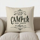 Axyaa Camping Rules Cushion Cover: Nap, Smile, Eat S'Mores & Relax Pattern