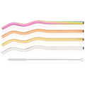 Axyaa Stainless Steel Wavy Straws Set with Brush for Drinks Bar Accessories