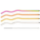 Axyaa Stainless Steel Wavy Straws Set with Brush for Drinks Bar Accessories