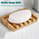 Axyaa Bamboo Soap Dish with Water Drain - Bathroom Kitchen Organizer Tray