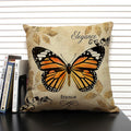 Axyaa Butterfly Linen Cushion Cover - Home Decor Pillowcase for All Seasons