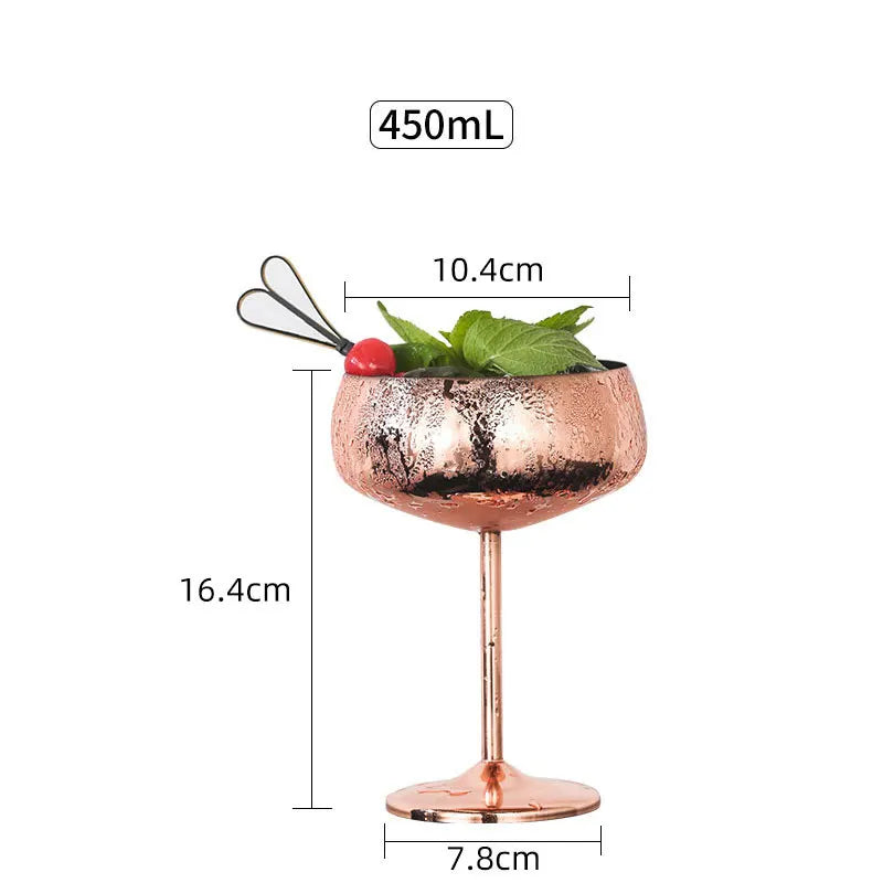 Axyaa Stainless Steel Wide-Mouth Wine Goblet Set for Elegant Parties