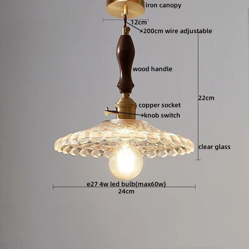 Axyaa Copper Glass LED Pendant Light - Nordic Style for Bedroom, Kitchen, Bar, Stairway