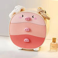 Axyaa Pig Desktop Storage Organizer with 2 Drawers for Office and Hair Accessories